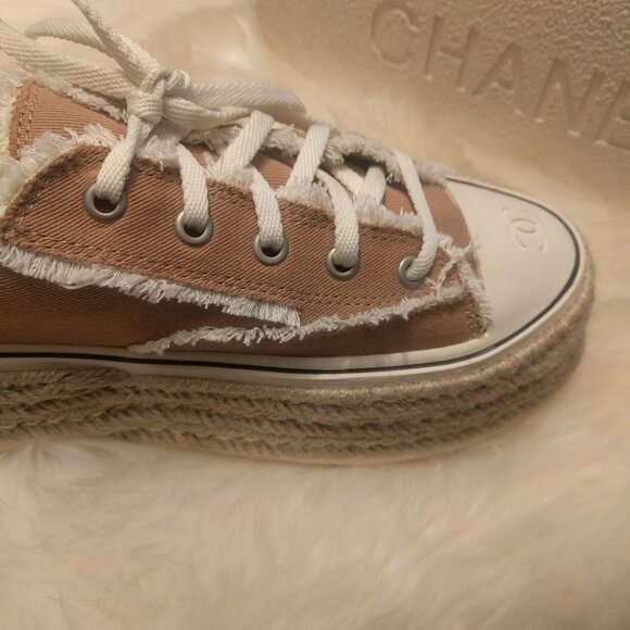 Chanel Women's Tan Canvas Sneakers - Picture 6 of 6